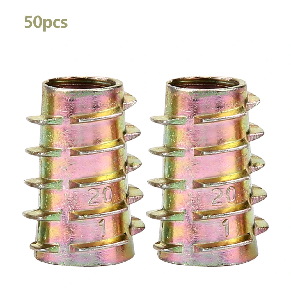 Alloy Furniture Hex Drive Unhead Nut Threaded For Wood Insert(8*20mm 50pcs)