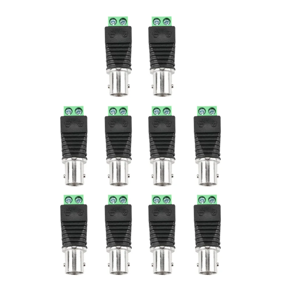 10Pcs Green Coaxial BNC Female Cable Connector Terminal Adopter CCTV Video Balun Camera