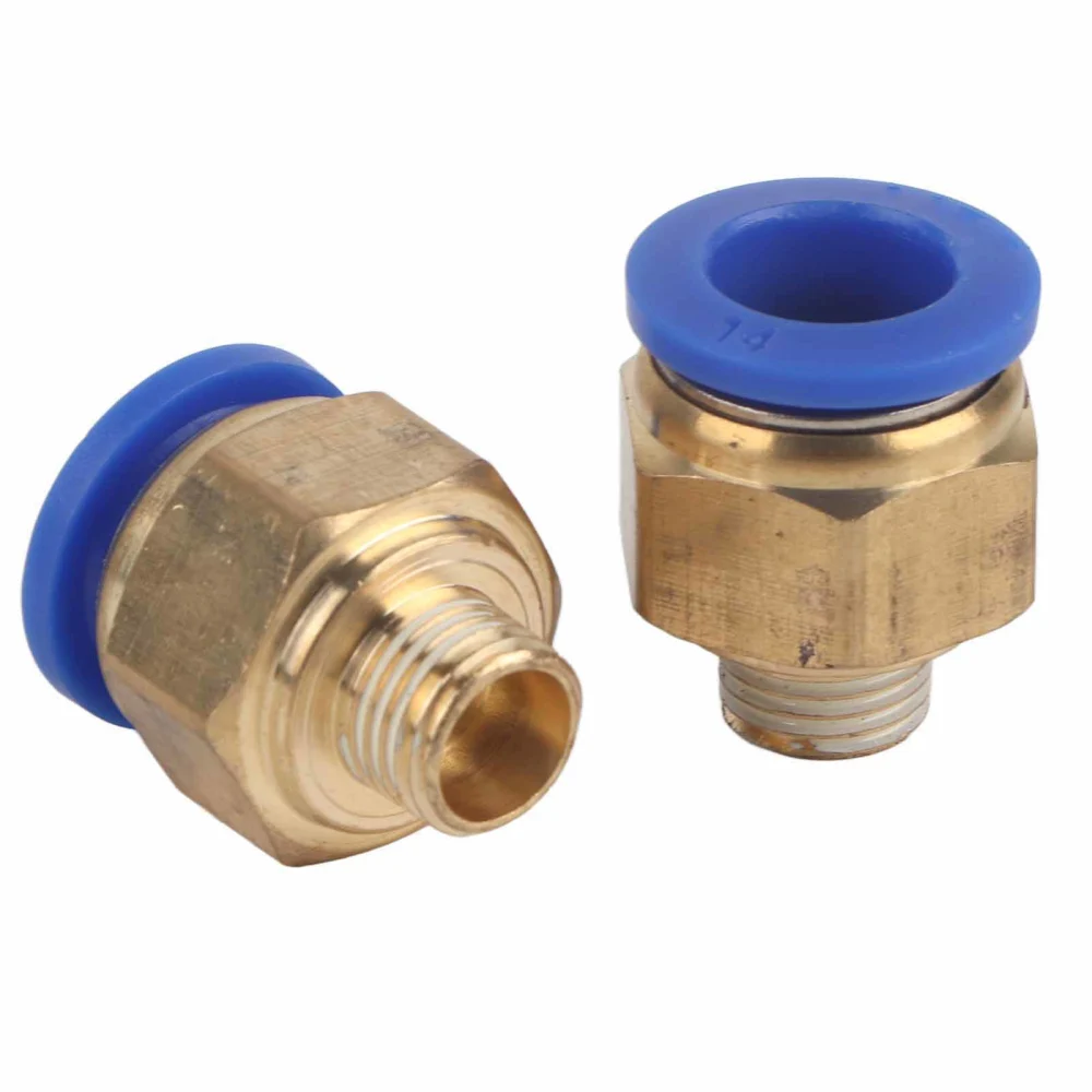 14mm Air Pipe Pneumatic Quick Fittings Male Thread Straight Push In Connector (PC14-2 2pcs)