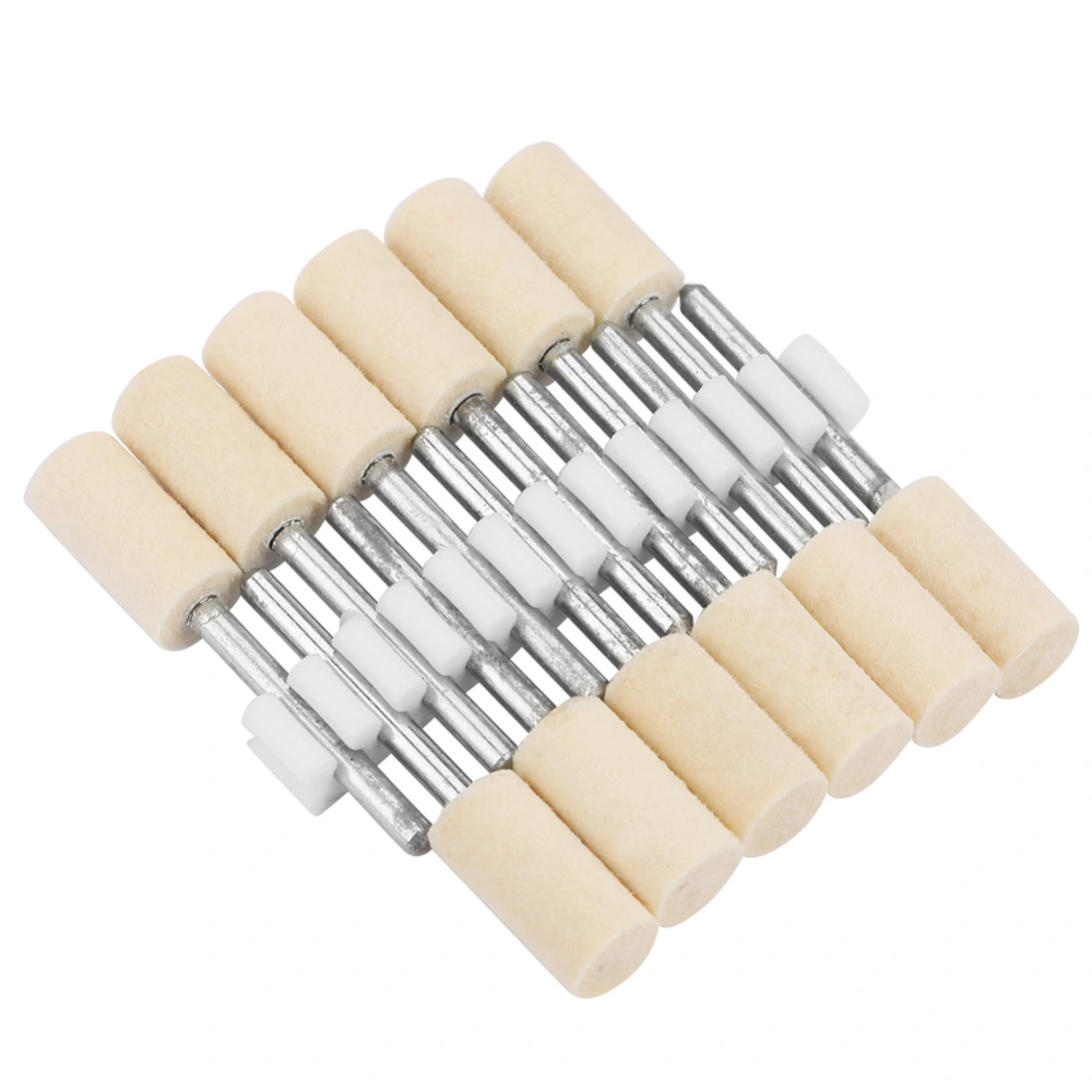 12pcs Cylindrical Wool Grinding Polishing Head Buffing Wheel 3mm Shank for Rotary Tool (8mm)