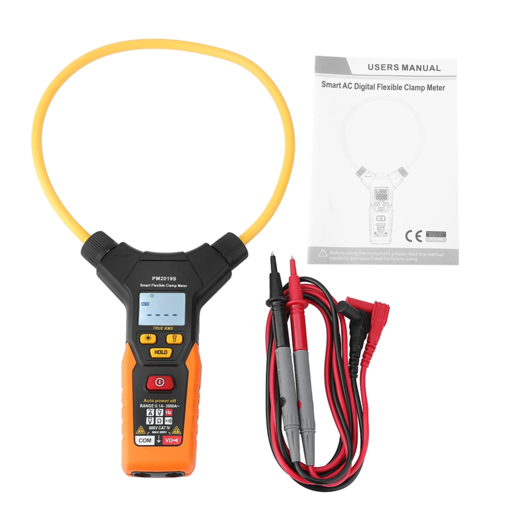 PEAKMETER PM2019S Handheld Digital Flexible Clamp Meter 3000A AC Current Multimeter