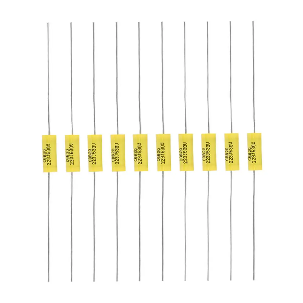 10Pcs Axial Polyester Film Capacitor with Long Lead 0.022uF 630V for Radio Amplifier