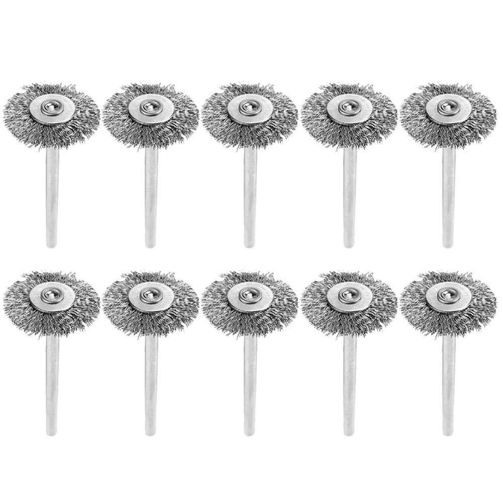 10Pcs 22mm Mini Stainless Steel Wire Brush Polishing Wheel for Grinder Rotary Tool