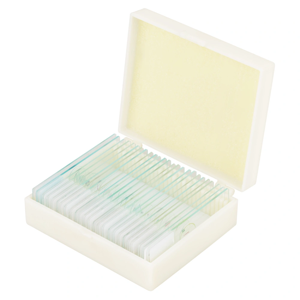 25pcs Biology Glass Prepared Microscope Slides Lab Specimens With Box