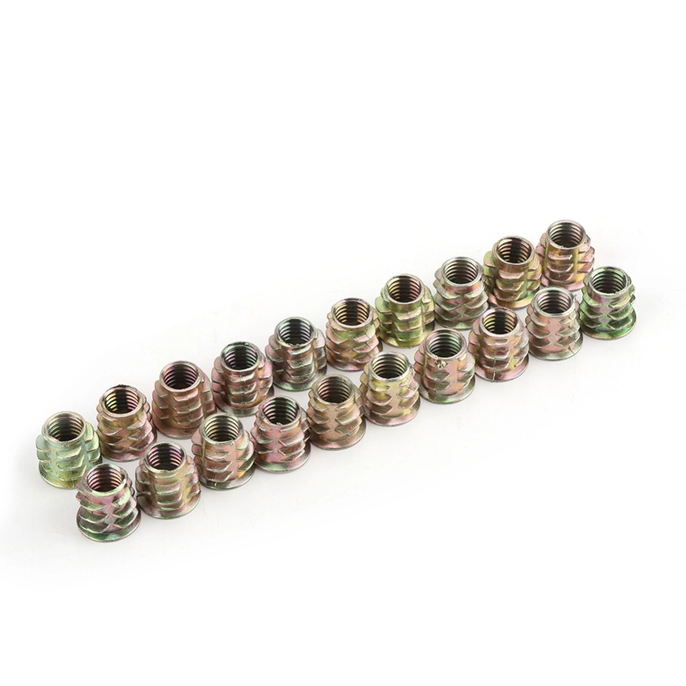 20Pcs M8 15mm Zinc Alloy Hex Drive Head Furniture Nuts Threaded for Wood Insert