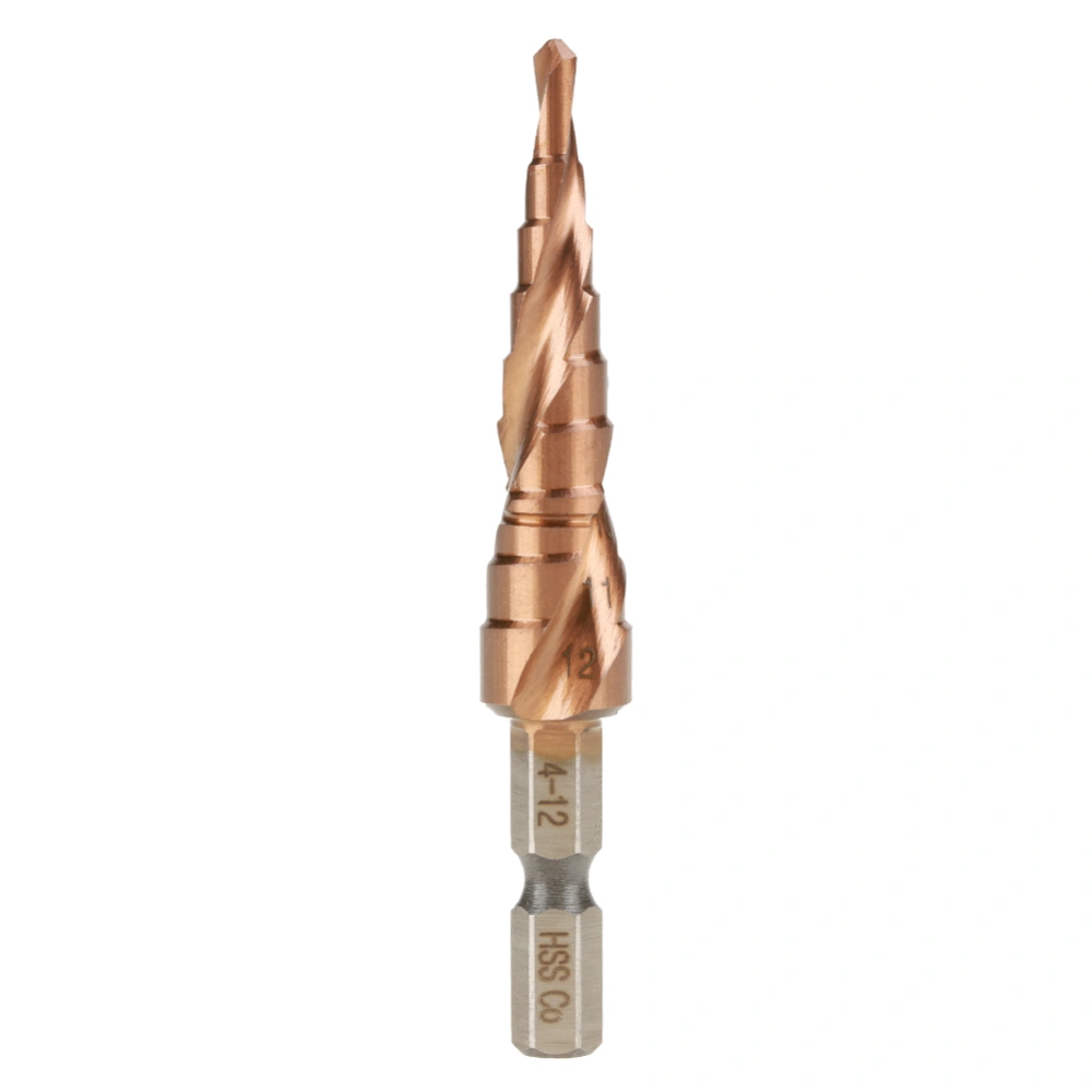 1Pcs Hexagonal Handle Spiral Groove Step Cone Cobalt Drill Bit High Speed Steel(4-12mm)