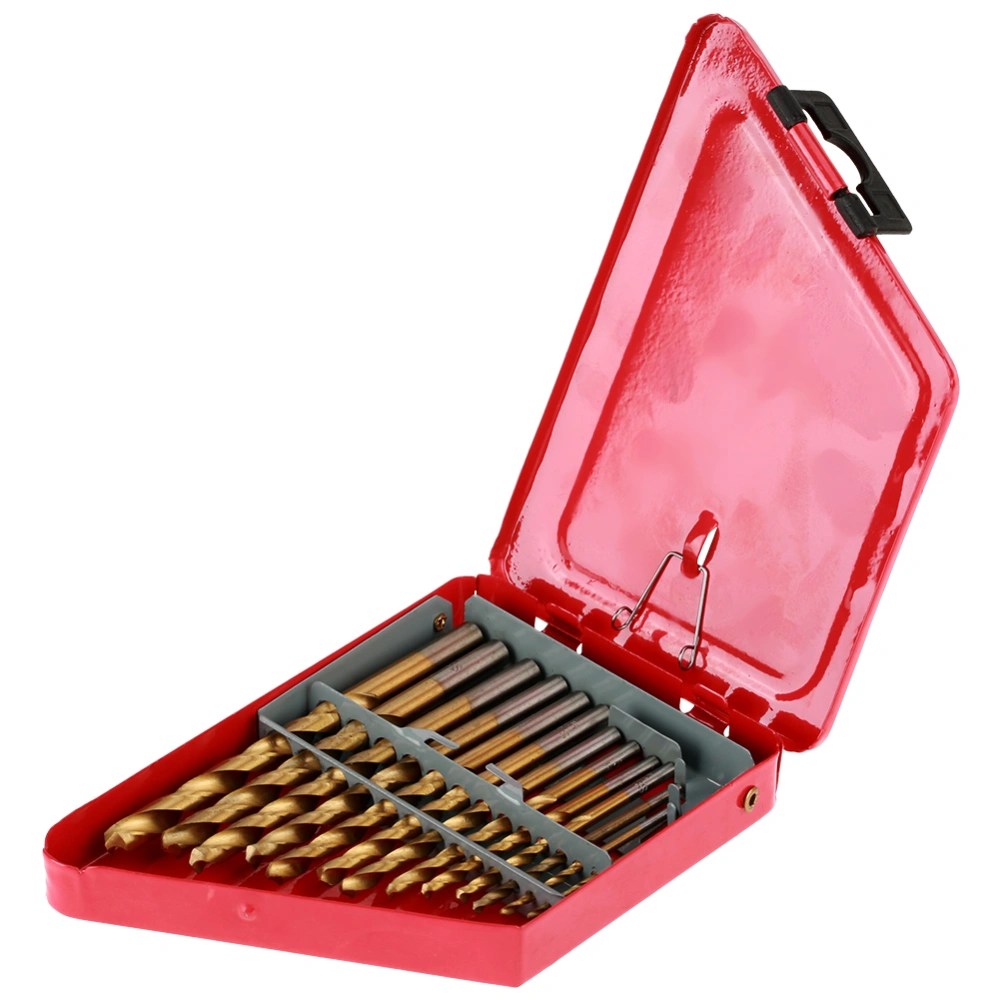 13Pcs 1.5-6.5mm High Speed Steel Twist Drill Bits Set Tool with Round Handle with Red Iron Box