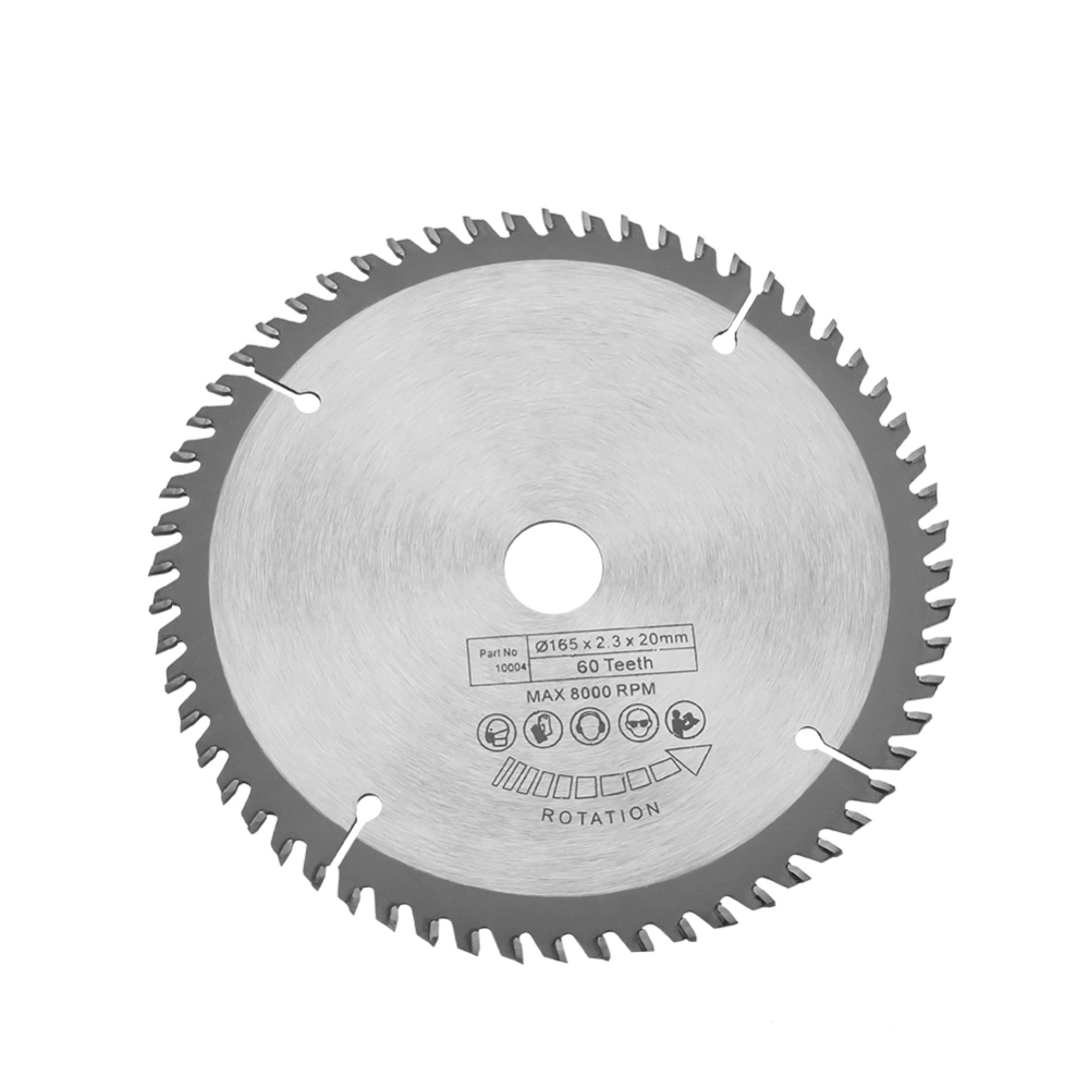 165mm Silver TCT Circular Saw Blade for Wood Cutting 60 Teeth + 1Pcs Reduction Rings