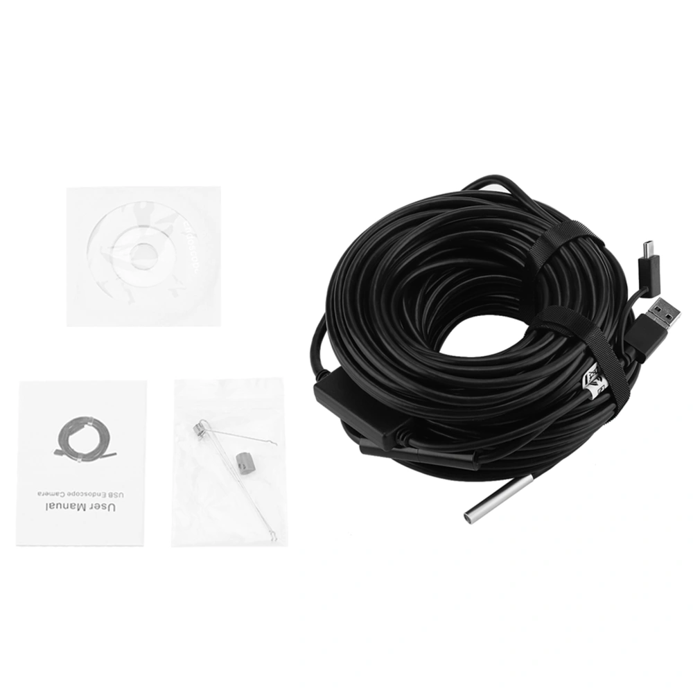 1pc 20-Meter 5.5mm USB Endoscope with 720P Waterproof Camera for Pipe Car Inspection