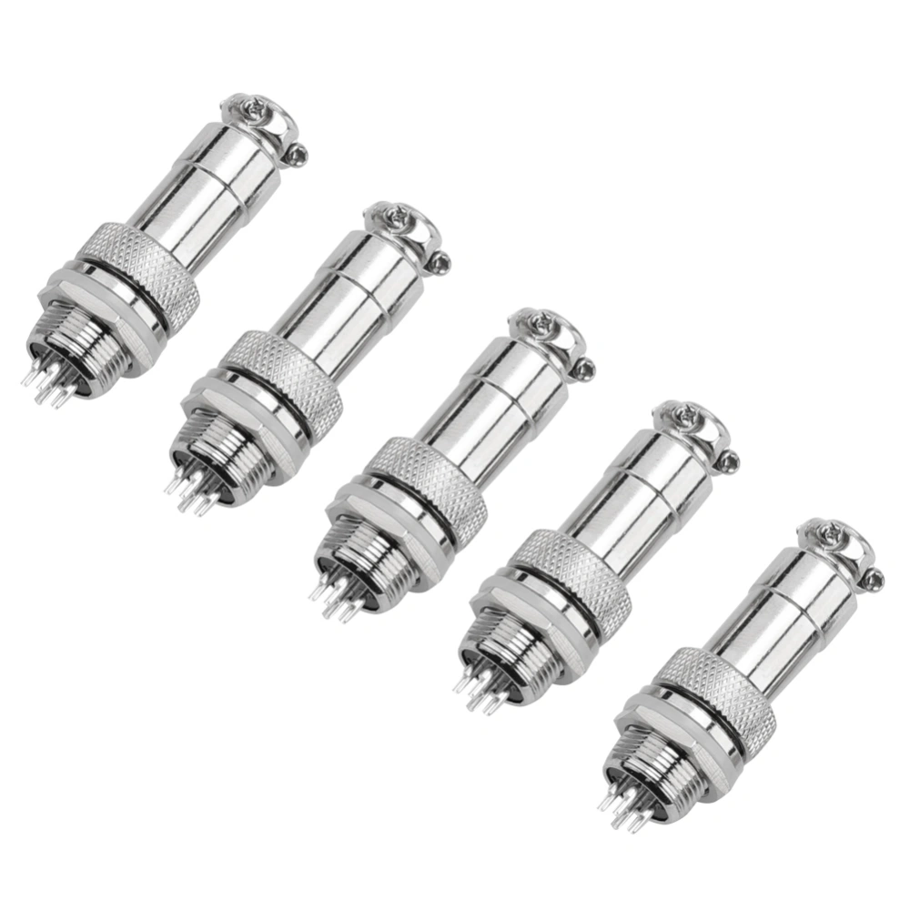 5 pcs/set GX12 4Pin Male / Female Panel Metal Aviation Plug Socket Connector