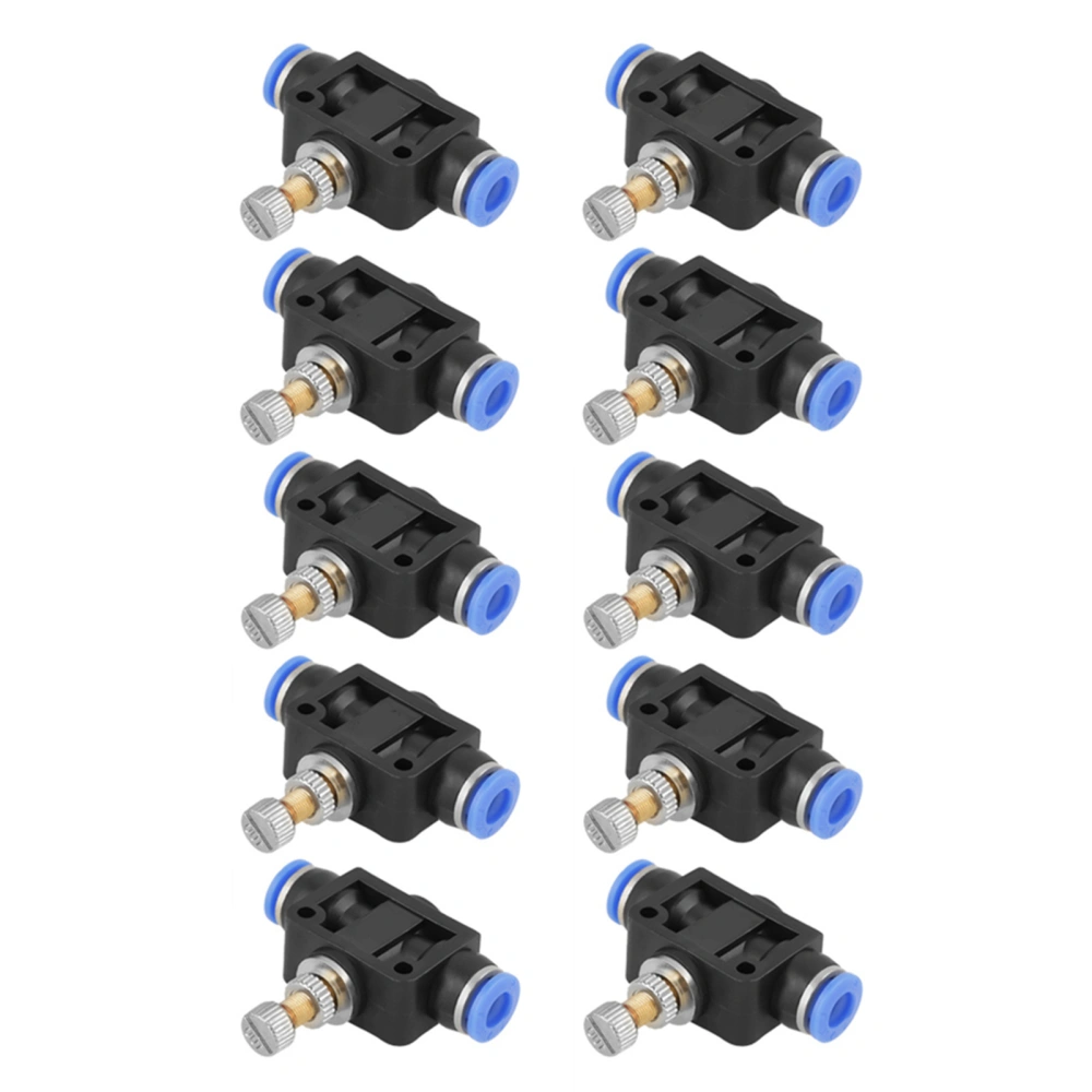 10 pcs/set Push In Speed Controller 6mm Pneumatic Air Flow Control Valve Connector