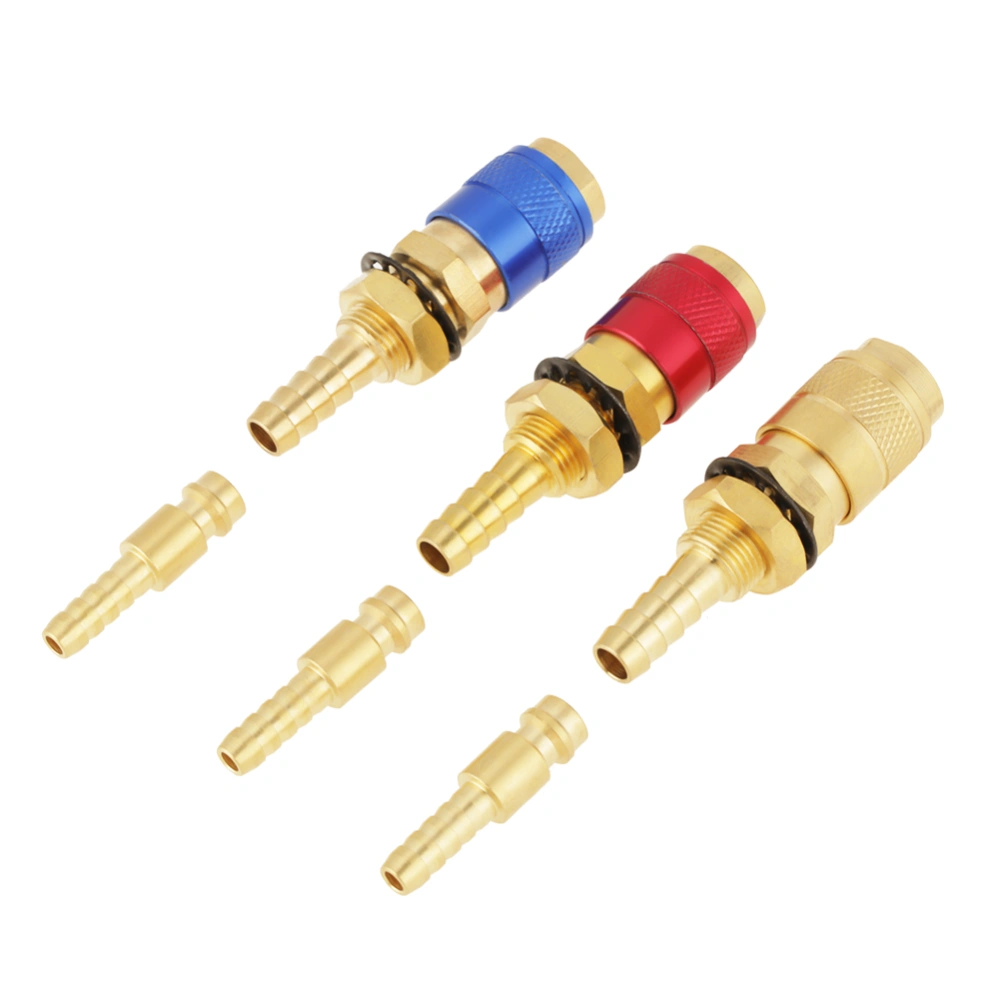 3pcs 8mm Water Cooled & Gas Adapter Quick Connector Fitting For TIG Welding Torch