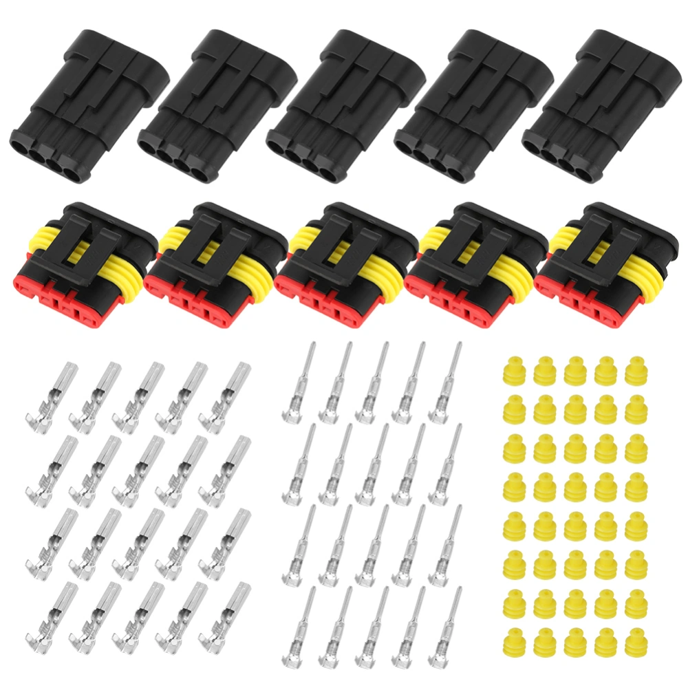 5 Kits 4-pin Way Sealed Waterproof Electrical Wire Connector Plug for Car Automobile