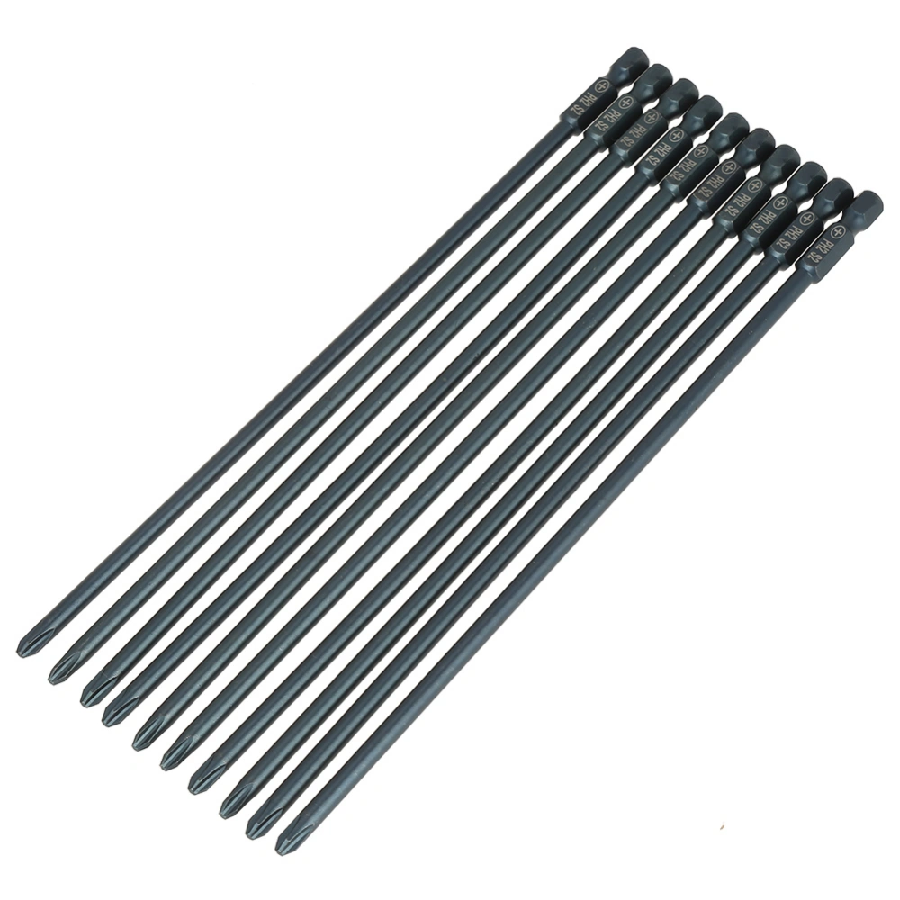 10pcs S2 Steel Cross Head PH2 Screwdriver Bits Set 1/4inch Hex Shank 200mm