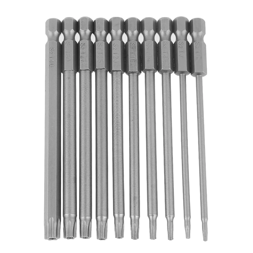 10pcs 100mm 1/4 Inch Hex Shank S2 Steel Star Head Drill Screwdriver BST Bits Set