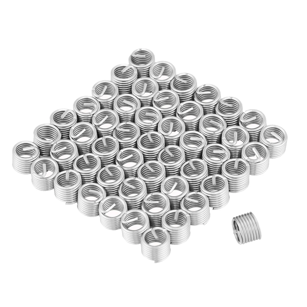 50pcs Stainless Steel Coiled Wire Helical Screw Thread Inserts M8 x 1.25 x 1.5D Length