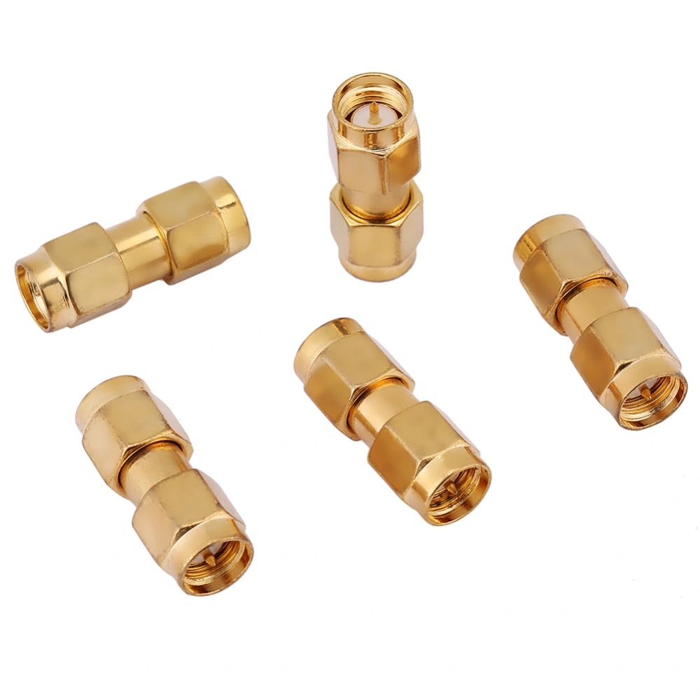 5pcs Rf SMA Male To SMA Male Plug Straight Coaxial Connector Adapter Set