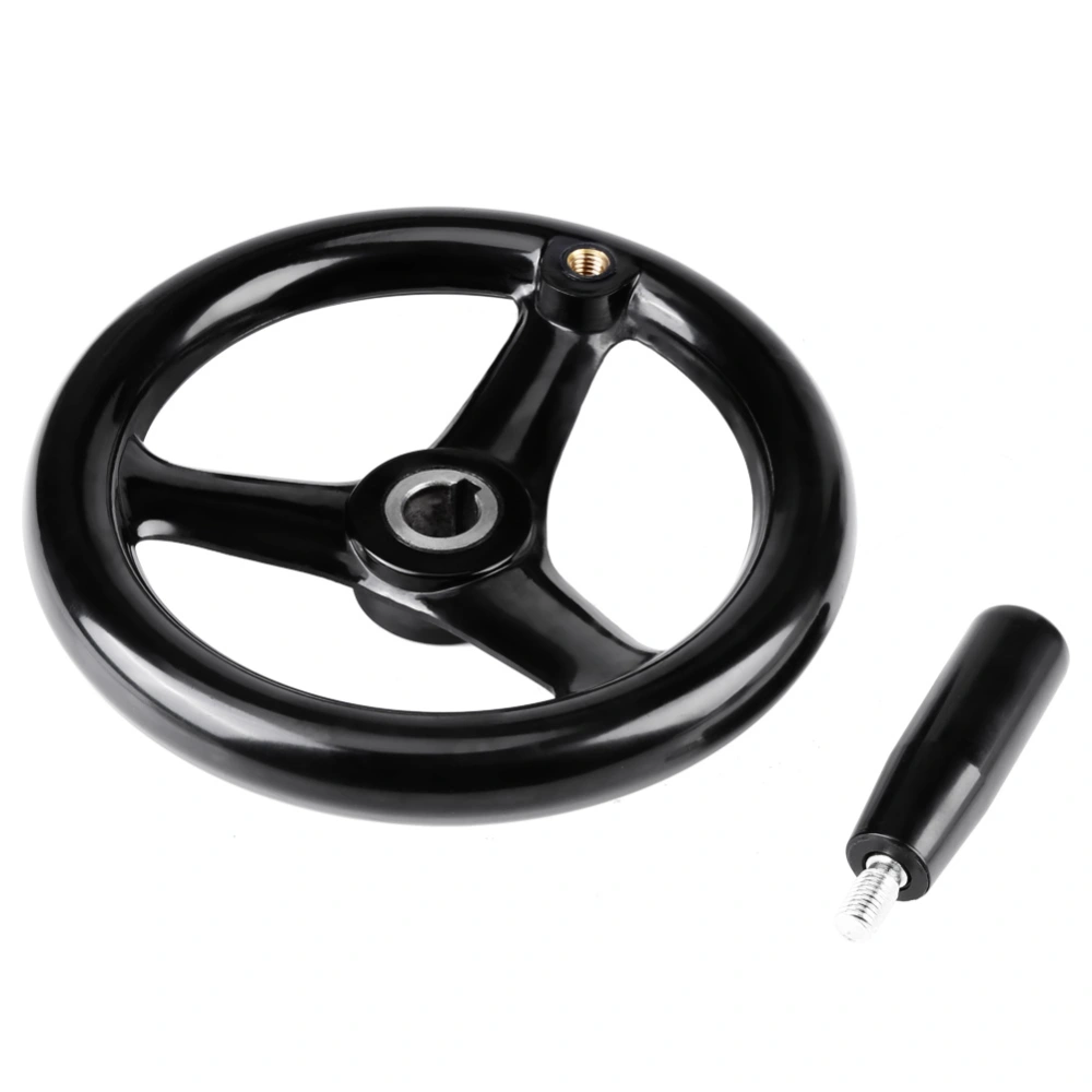 1pc Black 3-spoke Plastic Hand Wheel with Revolving Handle for Milling Machine