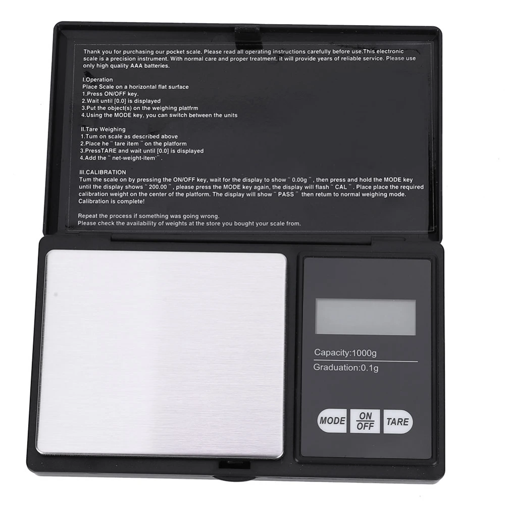 Mini Portable High Accuracy LED Digital Pocket Scale Gold Silver Diamond Jewelry (1000g/0.1g)