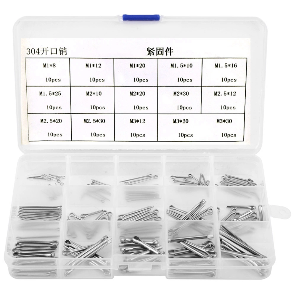 150Pcs 15 Kinds 304 Stainless Steel Split Cotter Pins Kit M1 M3