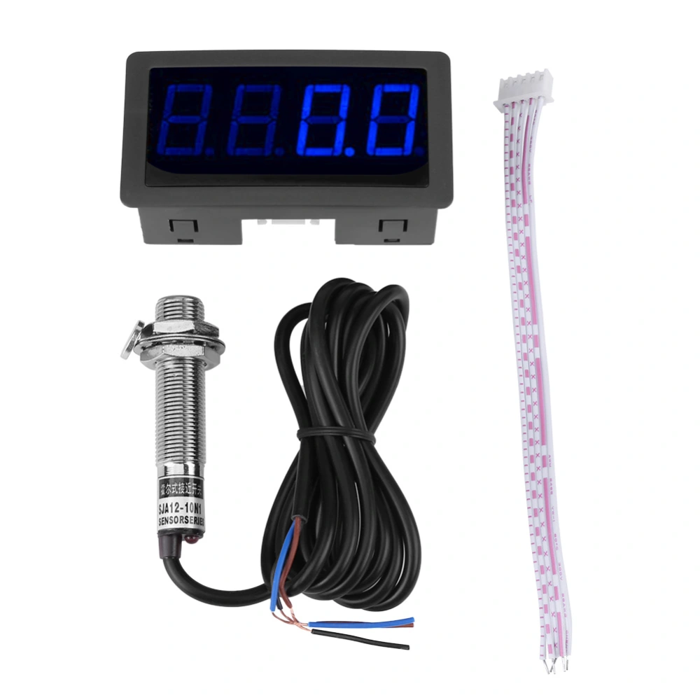 4 Digital LED Tachometer RPM Speed Meter Hall Proximity Switch Sensor NPN(Blue)