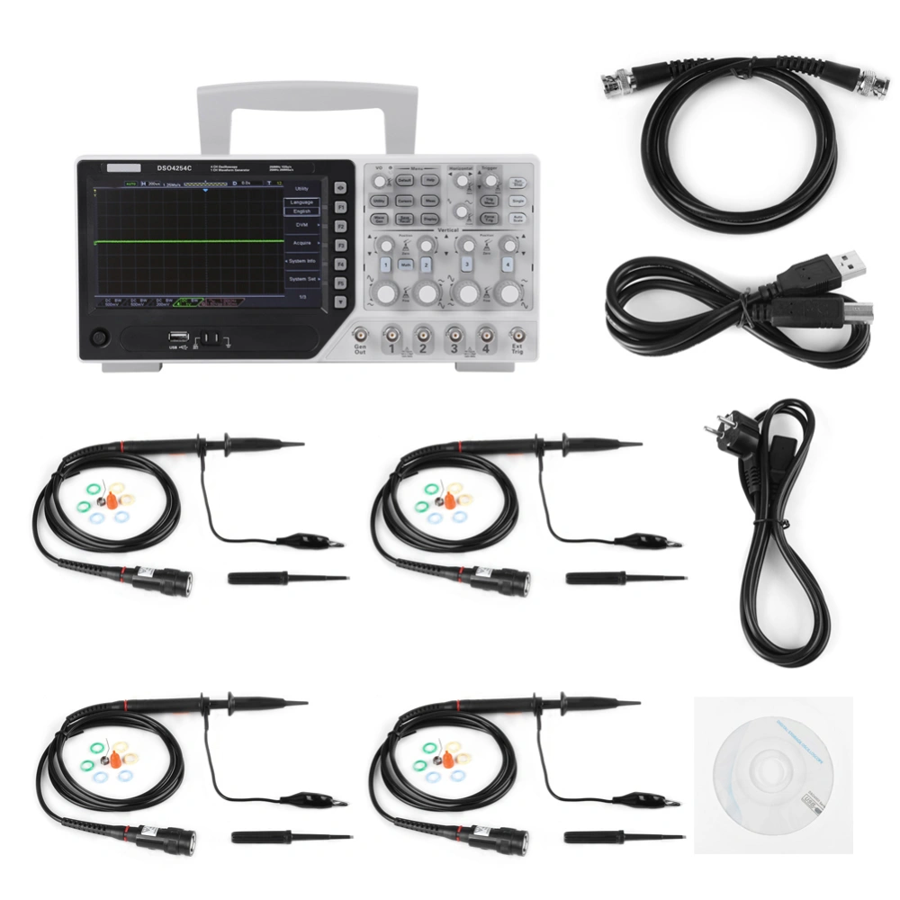 220V DSO4254C Digital Storage Oscilloscope 64K 4CH 250MHz Signal Source 1GSa/s