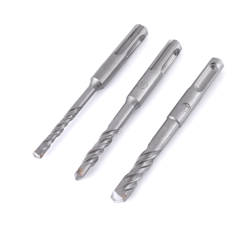 3Pcs Electric Rotary Hammer Concrete Drill Bit Set Chrome Steel Straight Shank Drilling Tool