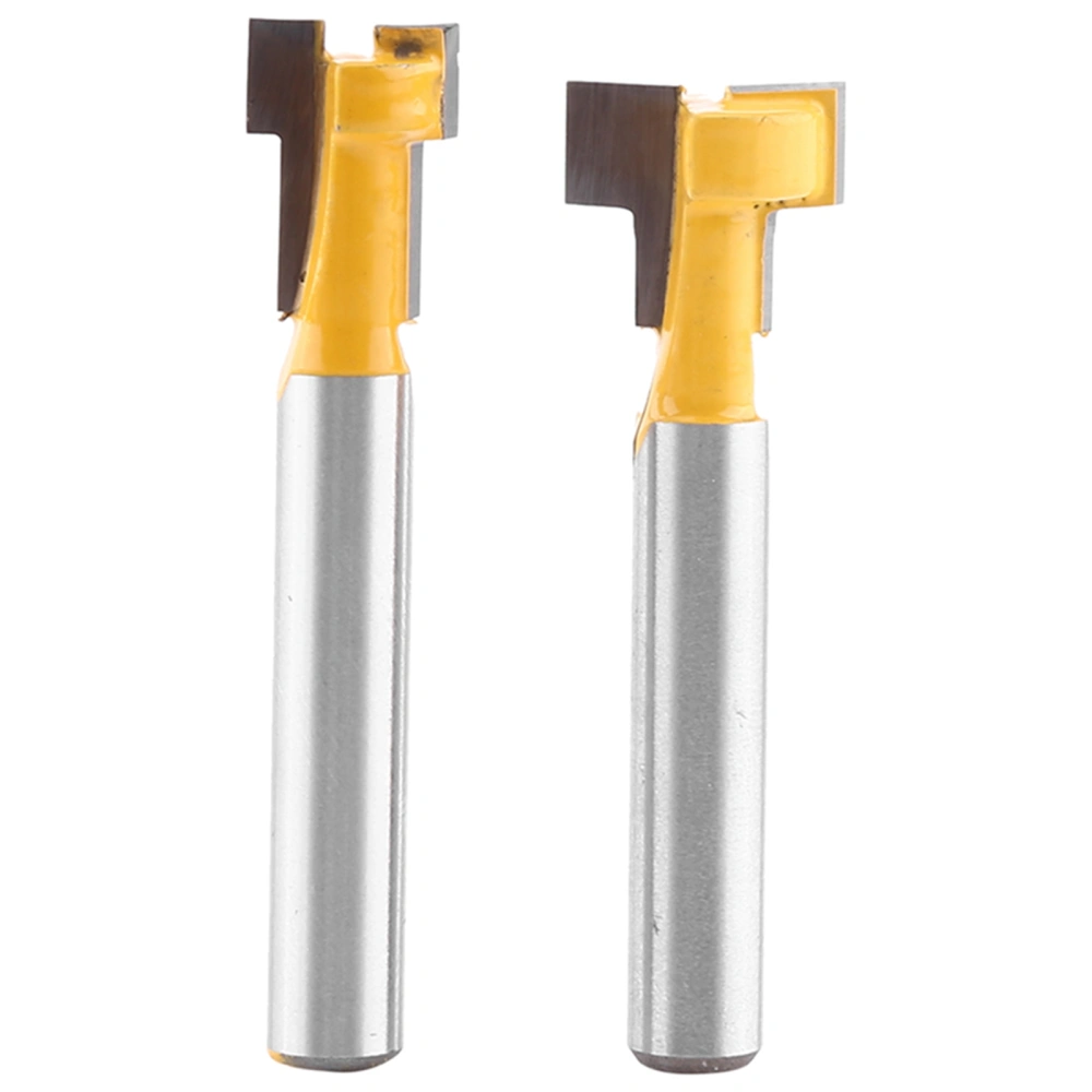 2pcs Yellow T slot Cutter Router Bit for 3/8'' &amp; 1/2'' Cutting Edge 1/4'' Shank