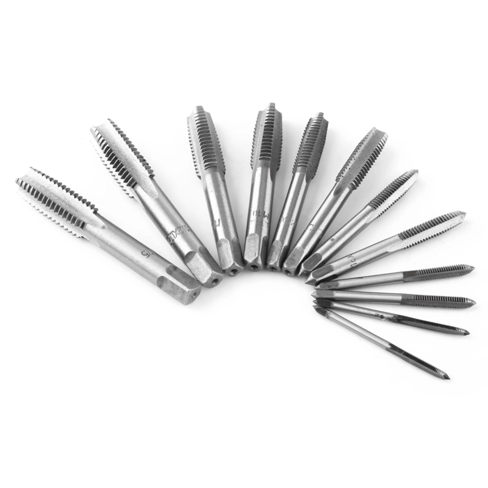 12pcs Screw Thread Hand Tap Set Straight Flutes M3/M4/M6/M8/M10/M12