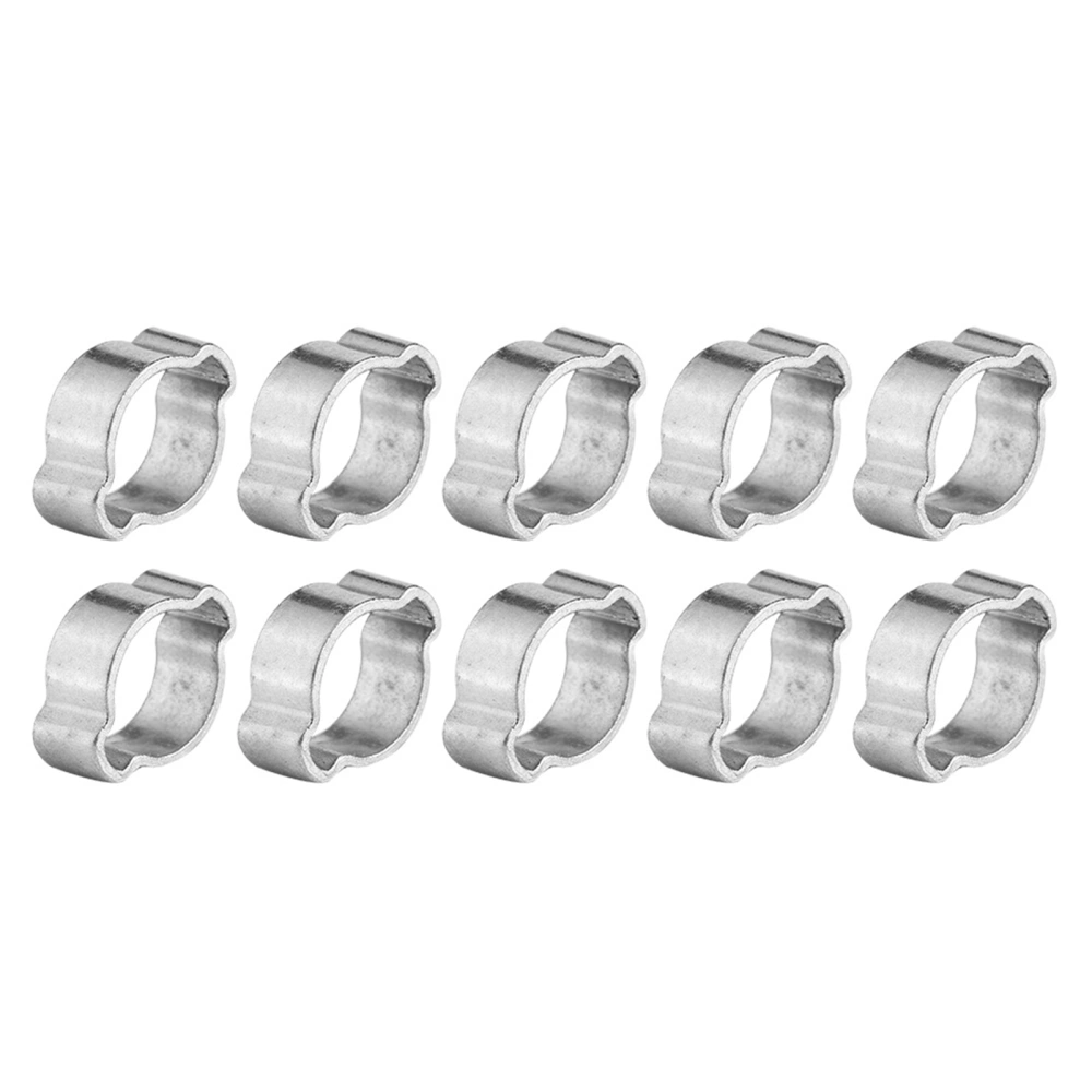 10pcs Zinc Plated Iron Galvanized Two Ear Hose Clamp 5‑23mm for Fule Petrol Pipe Tube (15‑18MM)