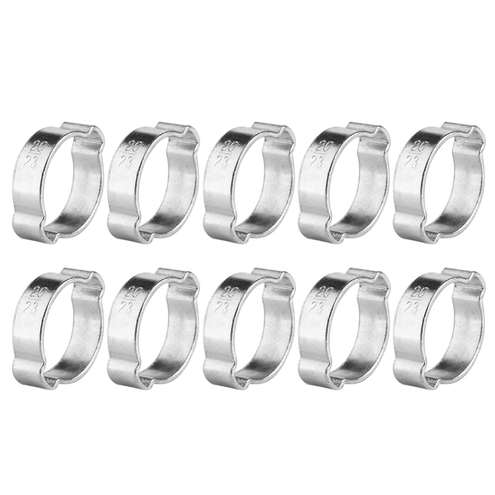 10pcs Zinc Plated Iron Galvanized Two Ear Hose Clamp 5‑23mm for Fule Petrol Pipe Tube (20‑23MM)