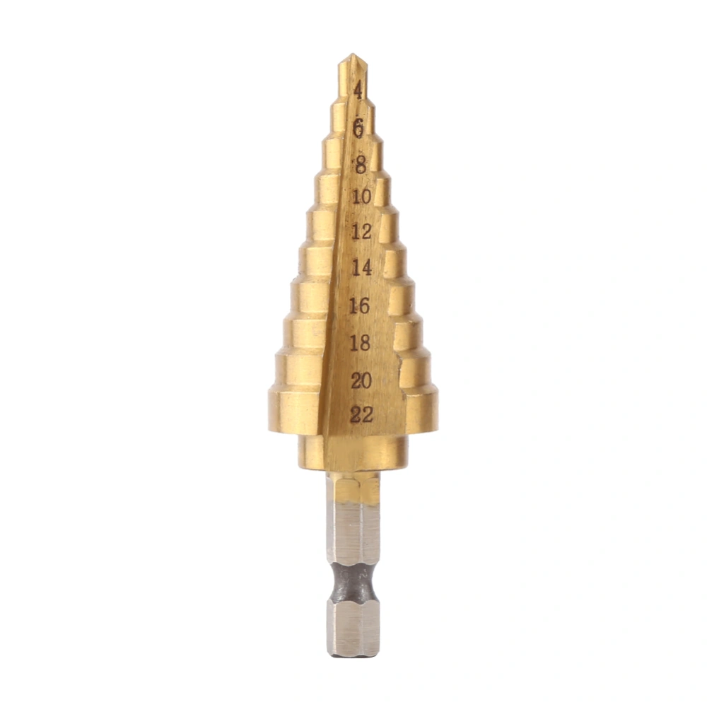 1pc High Speed Steel Titanium Coated Step Drill Bit Hole Cutter Hex Shank Power Tools 4-22mm