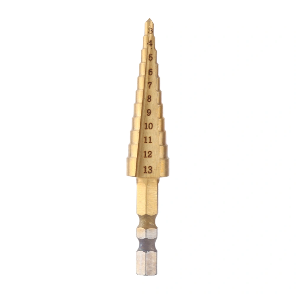 1pc High Speed Steel Titanium Coated Step Drill Bit Hole Cutter Hex Shank Power Tools 3-13mm