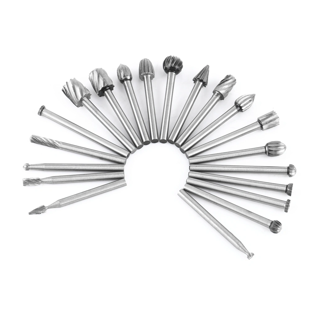 20pcs High Speed Steel Burrs Rotary Files Woodworking Carving Tool Set 1/8inch Shank