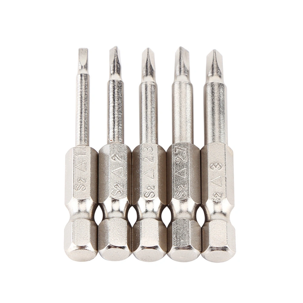 5pcs 50mm 1/4" Hex Shank Triangle Screwdriver Bits Δ1.8/Δ2.0/Δ2.3/Δ2.7/Δ3.0 Strong Magnetism