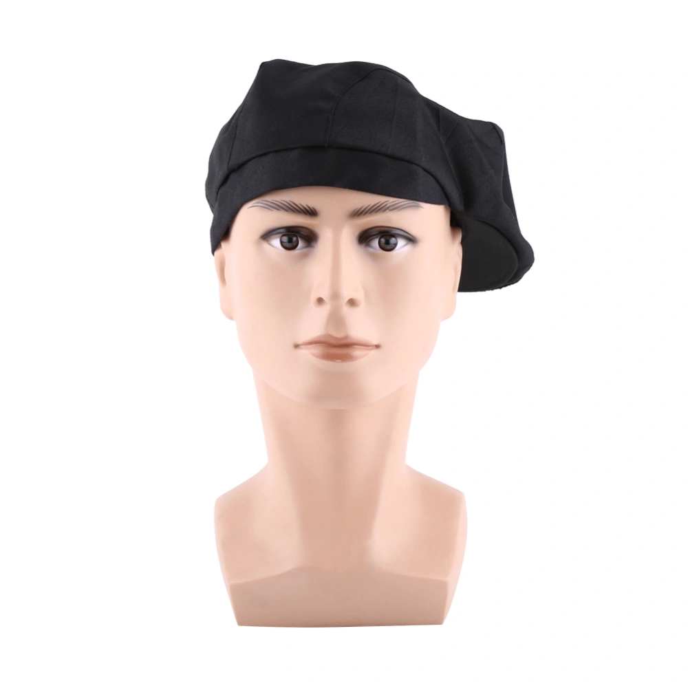 Men Women Chef Hat Catering Baker Attendant Kitchen Cook Duckbill Beret Golf Caps (Black)