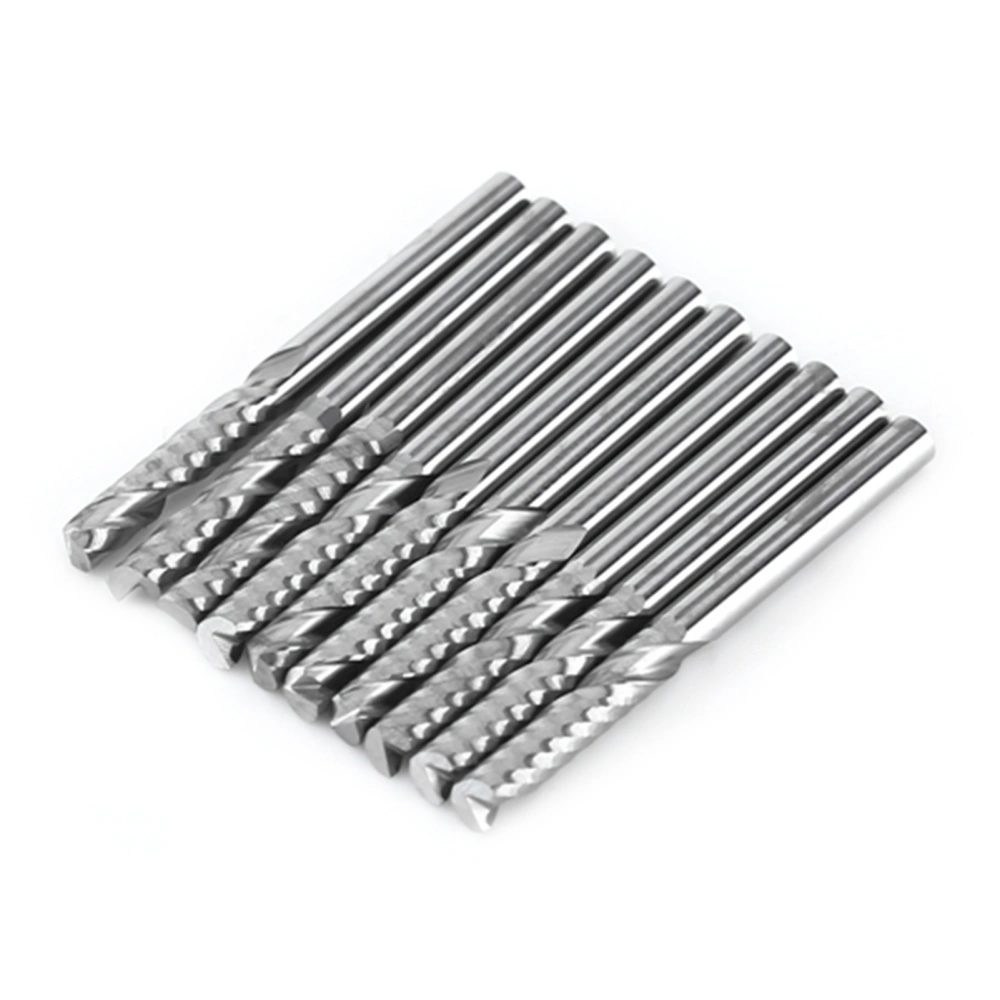 10pcs Single Flute End Mill Cutter CNC Tool Bits 3.175mm Diameter 22mm Cutting Edge Length