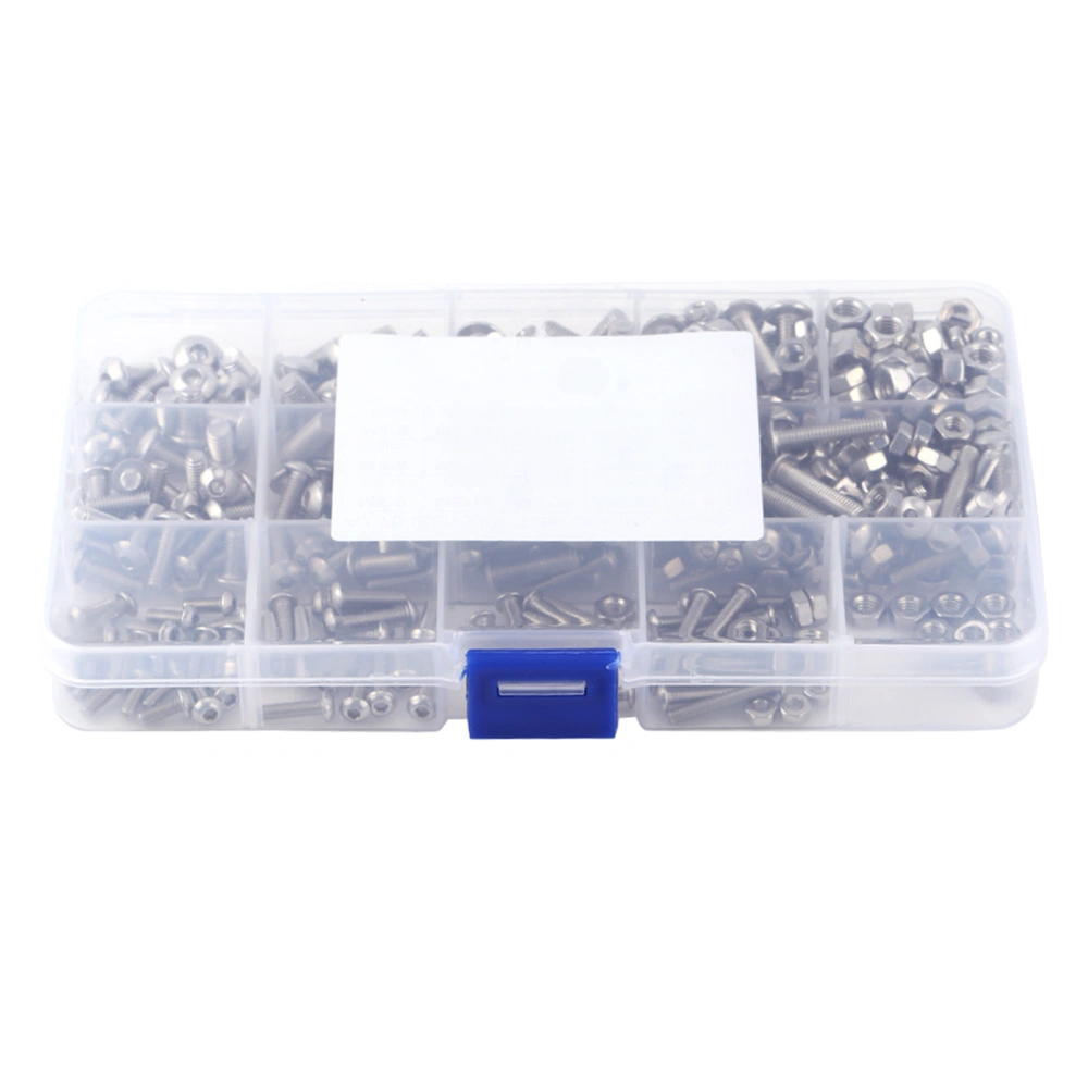 440pcs M3 M4 M5 Stainless Steel SS304 Hex Socket Button Head Bolts Screws and Nuts Assortment