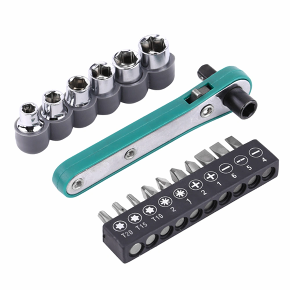 1/4" Wrench Screwdriver Ratchet Handle with Interchangeable Driver Bits and Sockets