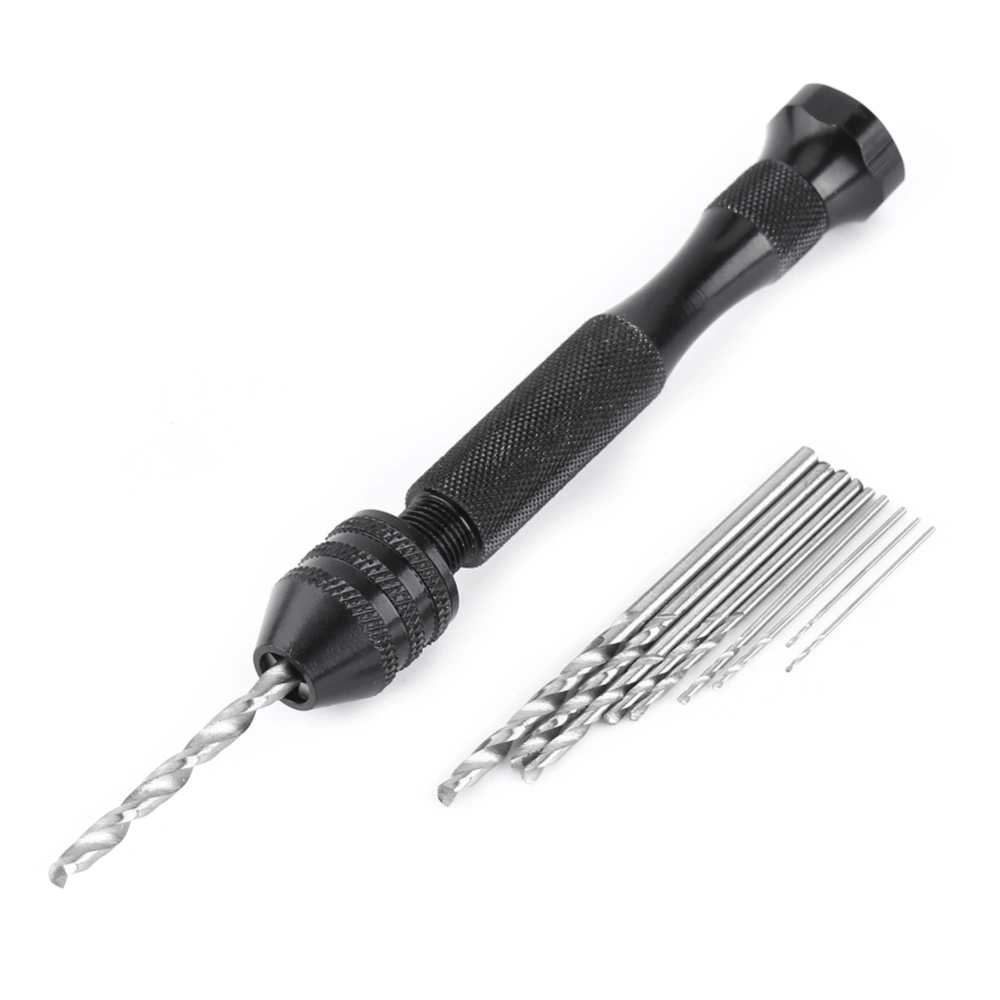 Wide Grasp Range Chuck Hand Twist Drill With 10 High Speed Steel Drill Bits Wood Drilling Tool