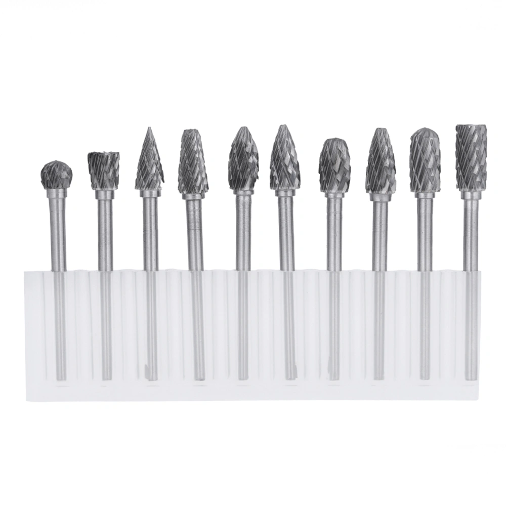 One Set 10 Tungsten Steel Carbide Burrs for Rotary Tool Drill Bit