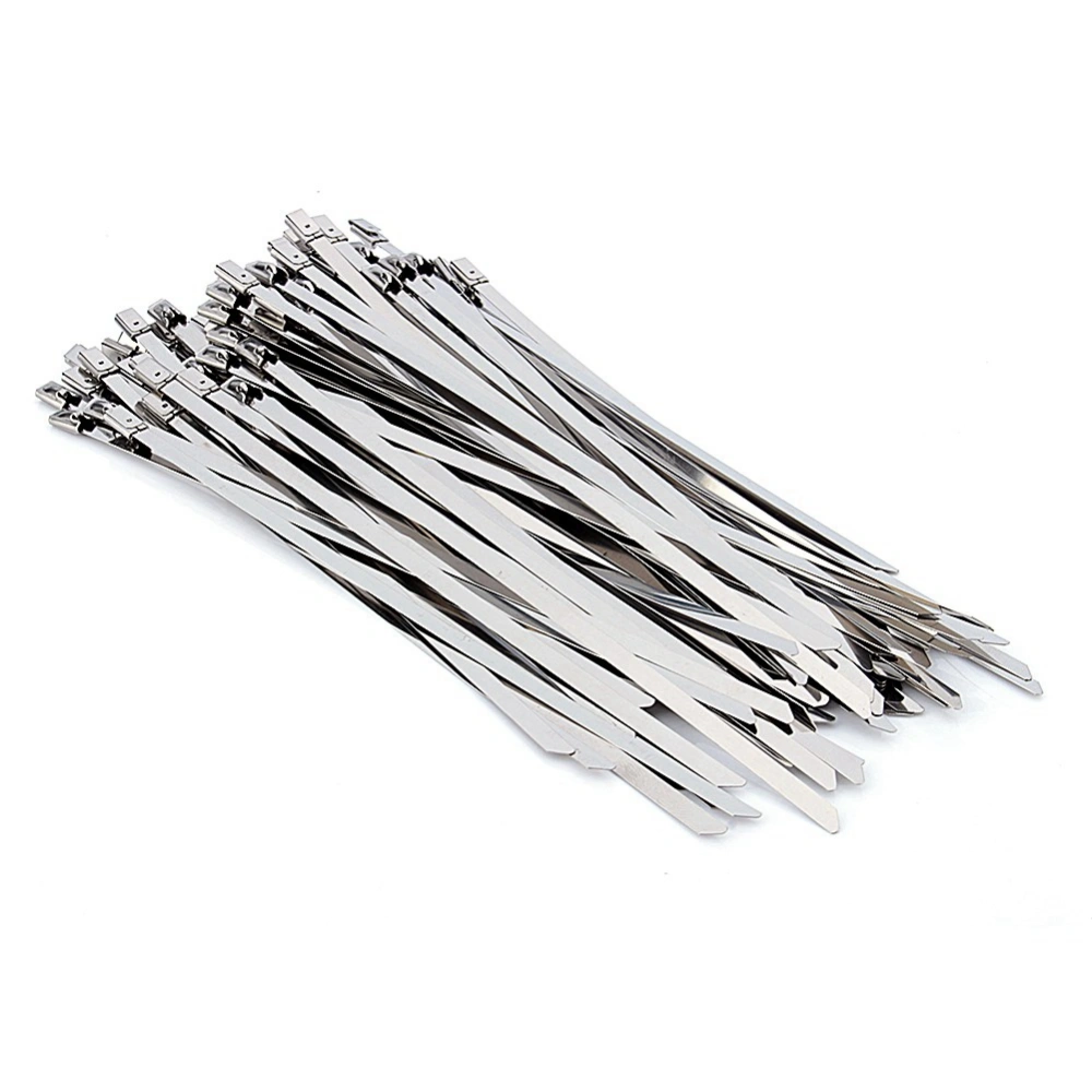 50pcs 8" (4.6200mm) Stainless Steel Exhaust Wrap Coated Self Locking Cable Zip Ties