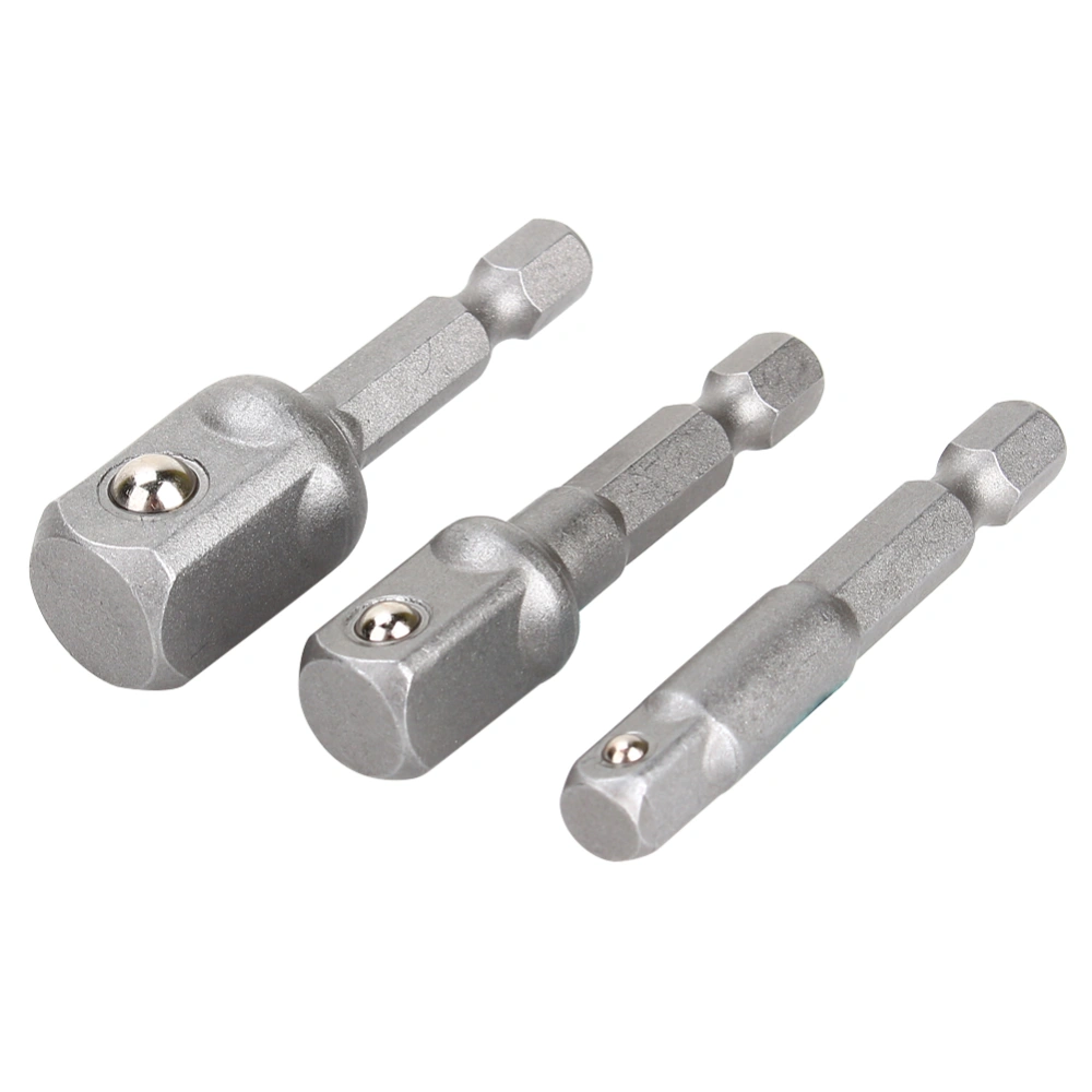 3pcs Drill Socket Adaptor Hex Drive To 1/4" 3/8" 1/2" Drive Impact Driver