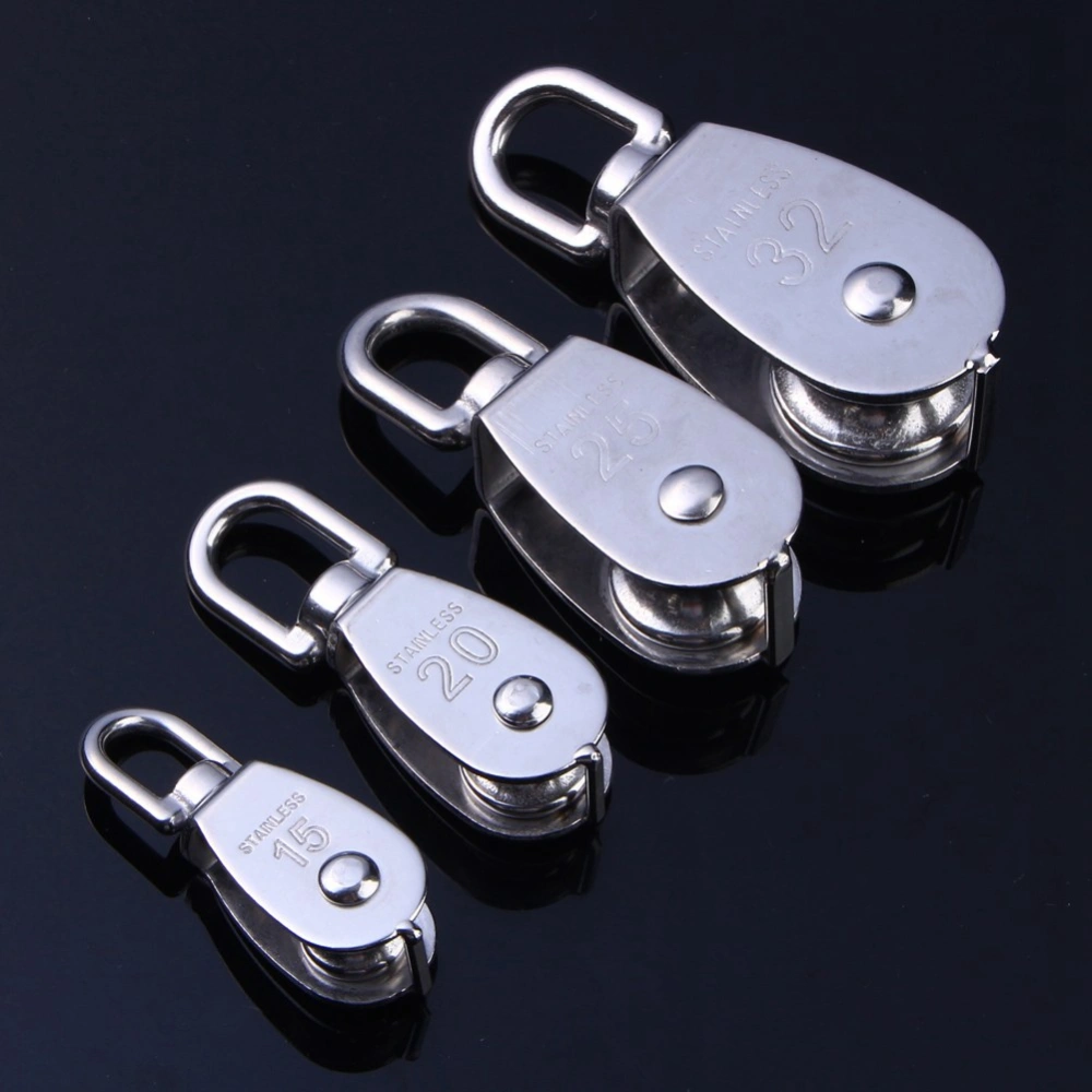 304 Stainless Steel Single Wheel Swivel Pulley Block Lifting Rope M32