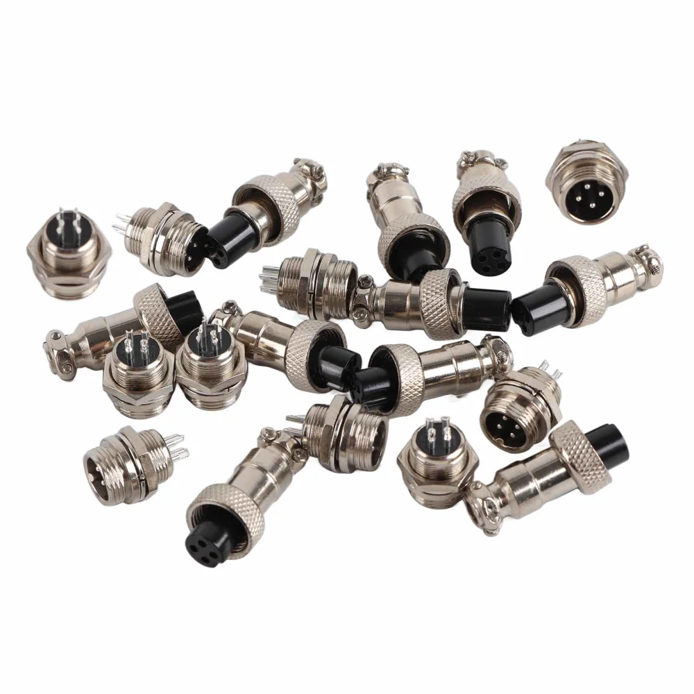 10 Set GX12 4Pin 12mm Aviation Plug Male Female Metal Socket Connector