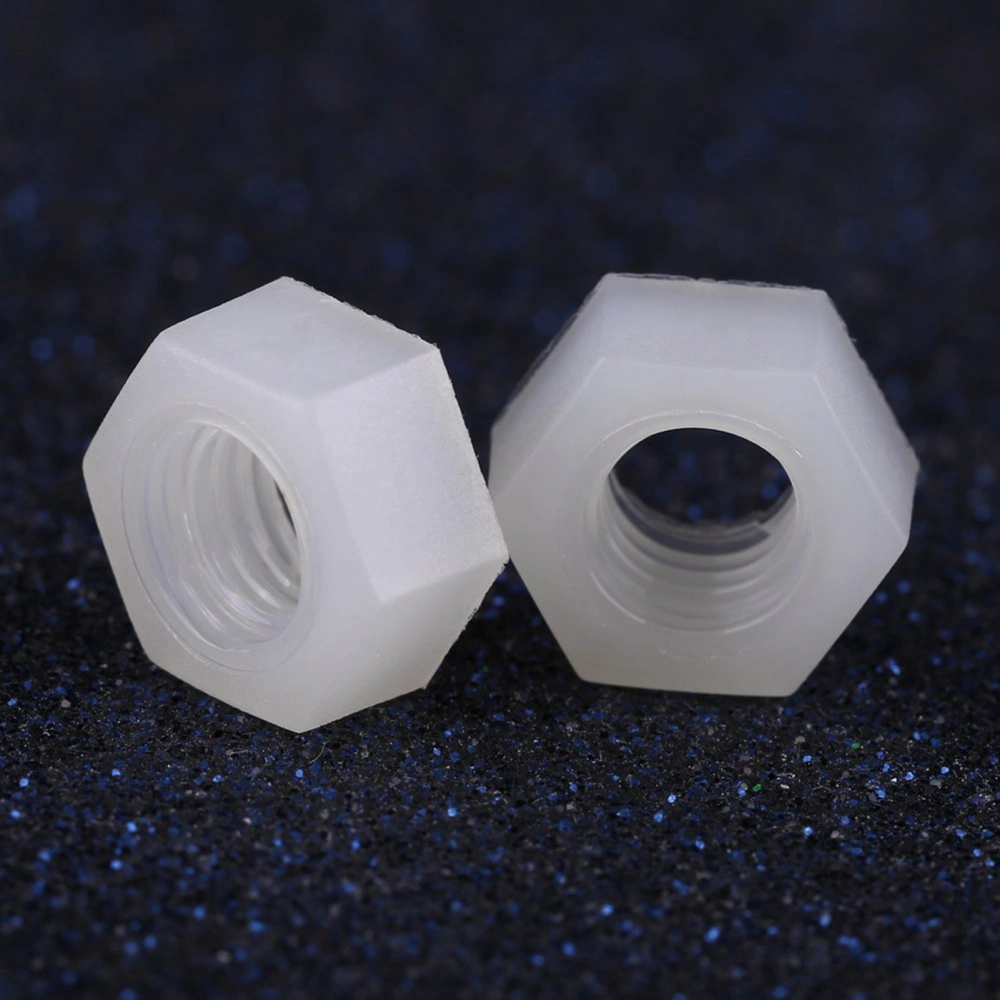 100 pcs M2-M8 Nylon Hex Nut Metric Thread Hexagon Fastener Professional Hardware White(M3)