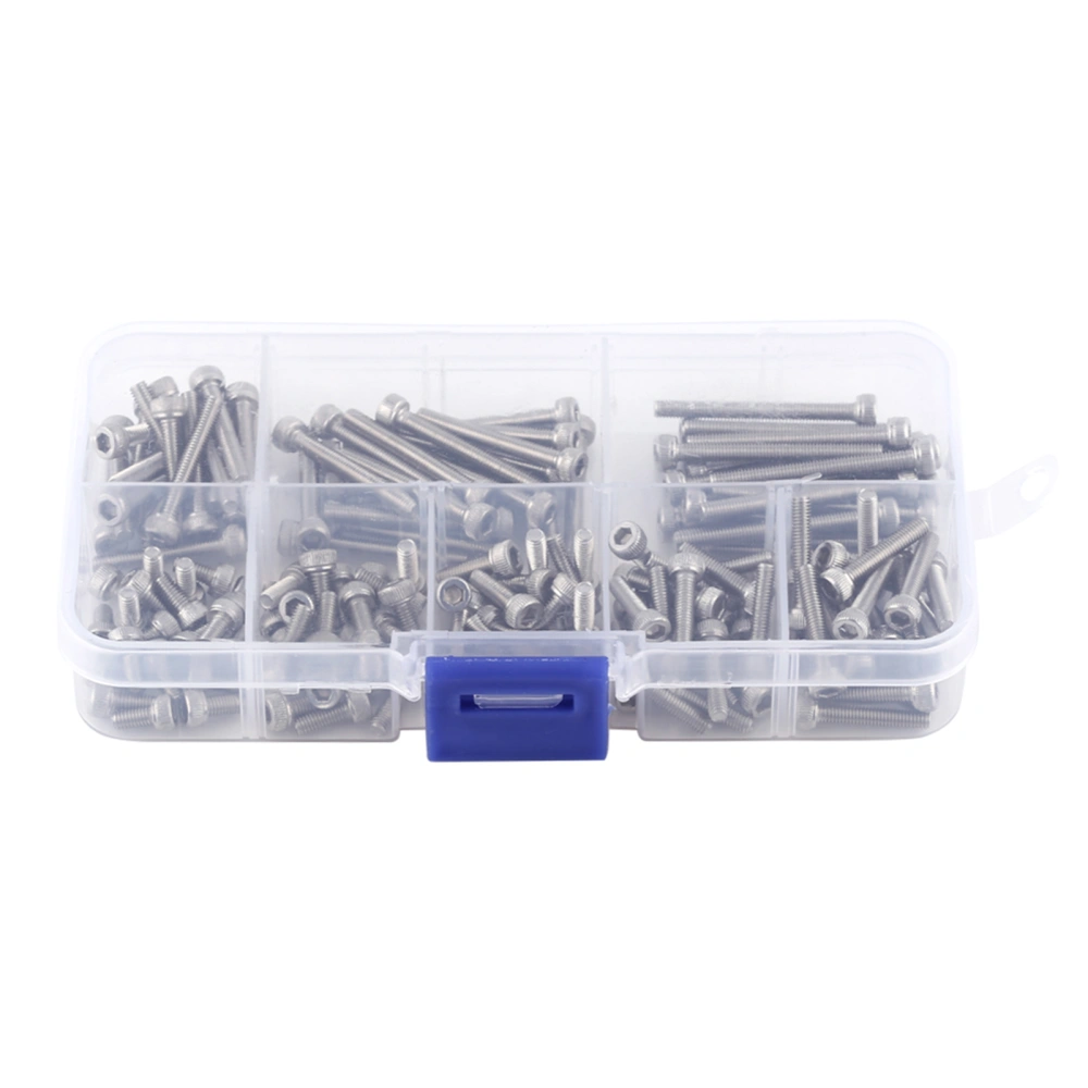 160pcs M3 SS304 Stainless Steel Metric Thread Hex Socket Cap Head Screws Bolts