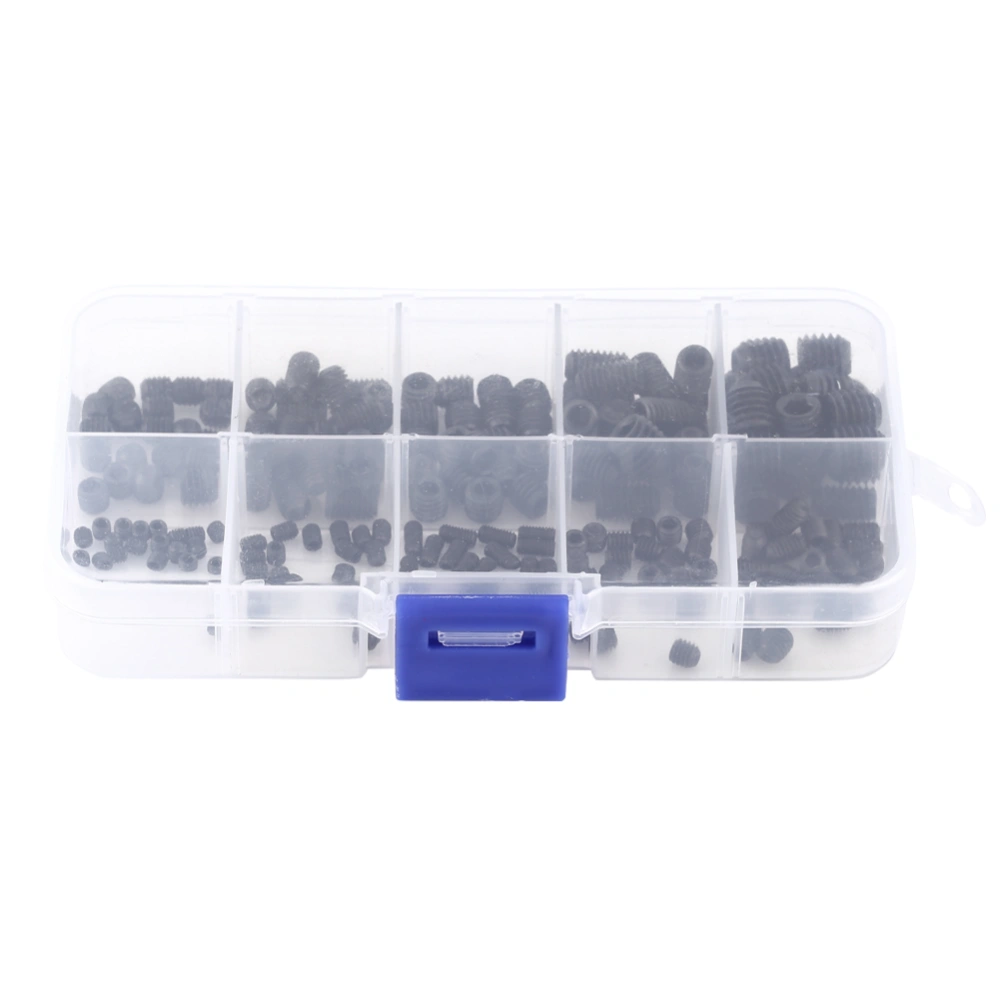 200pcs Hex Socket Head Grub Set Screw Cup Point Assortment Kit With Box