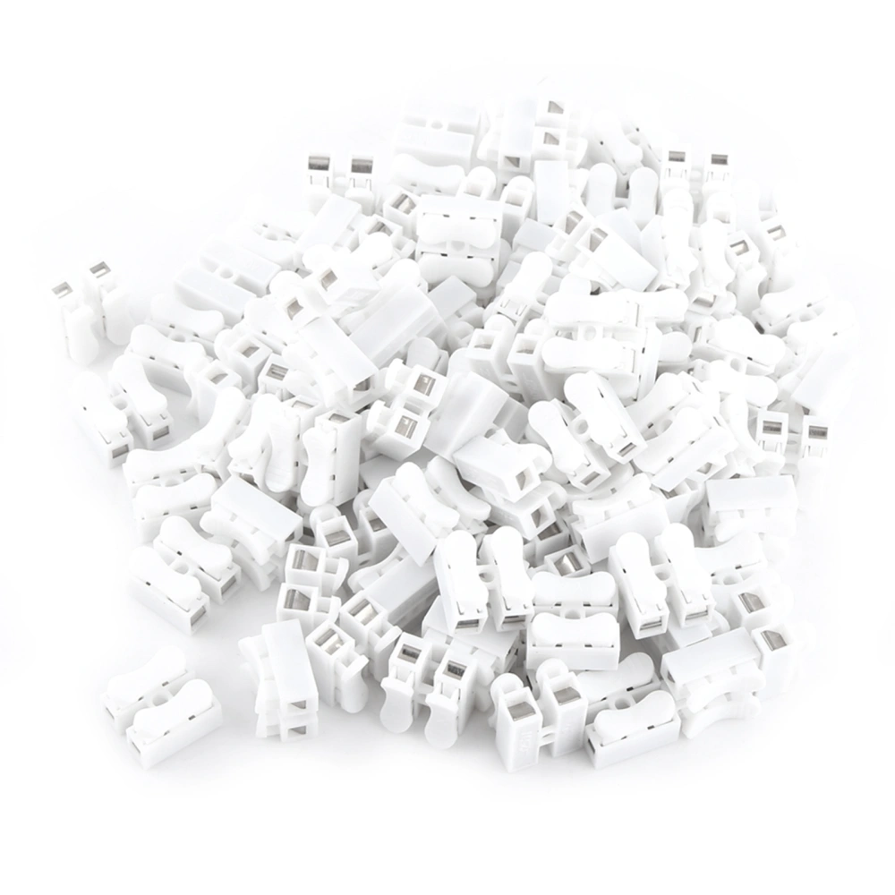 100pcs 10A 220V 2 Pin Push Quick Wire Cable Connector White Wiring Terminal