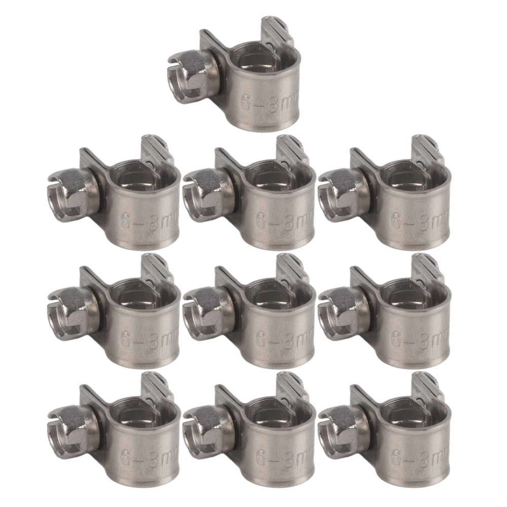 10pcs Stainless Steel Mini Fuel Line Pipe Hose Clamp Clip 6mm‑20mm Optional Size